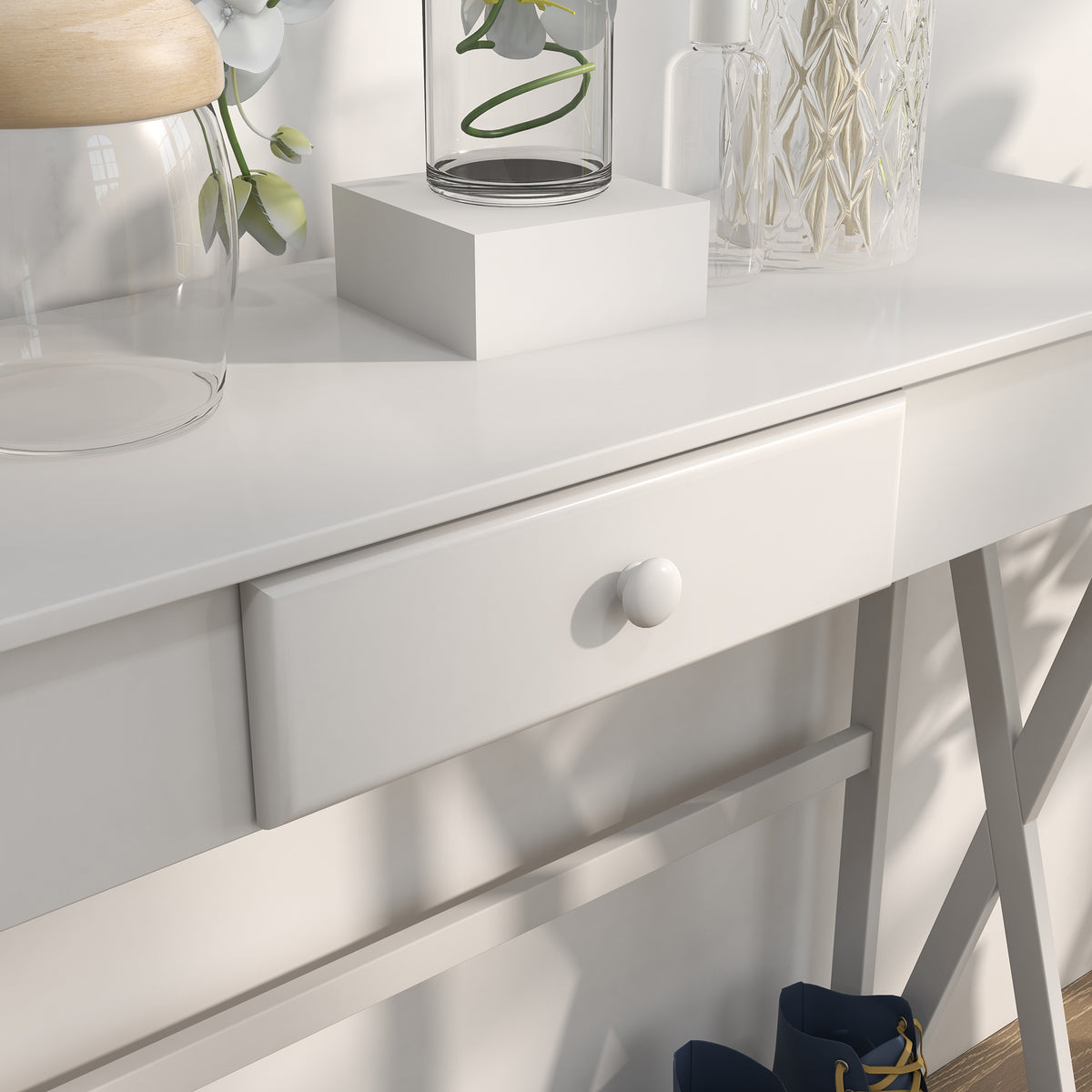 39" 2-Tier X-Design Console Table with Drawer