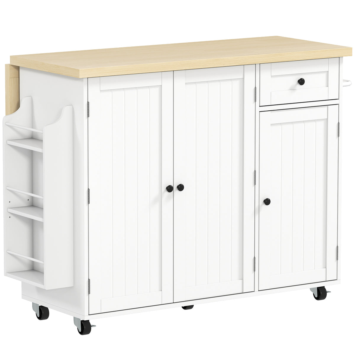 Rolling Kitchen Island Table with Drop Leaf – 49"W x 36"H