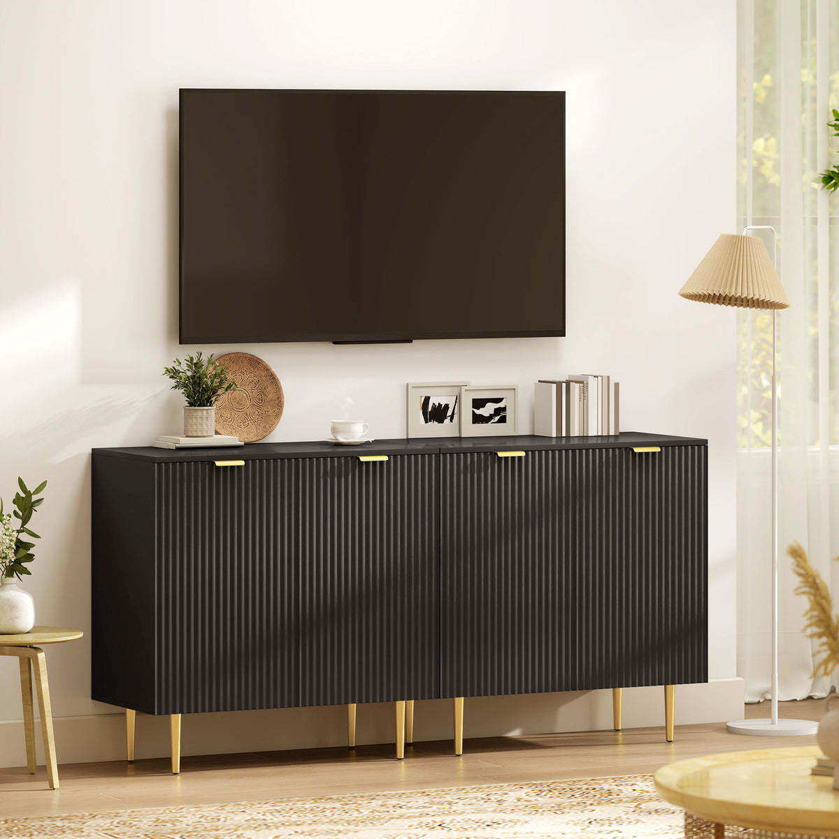 Sideboard Buffet Cabinet with Adjustable Shelves and Metal Legs – 32"W x 32"H
