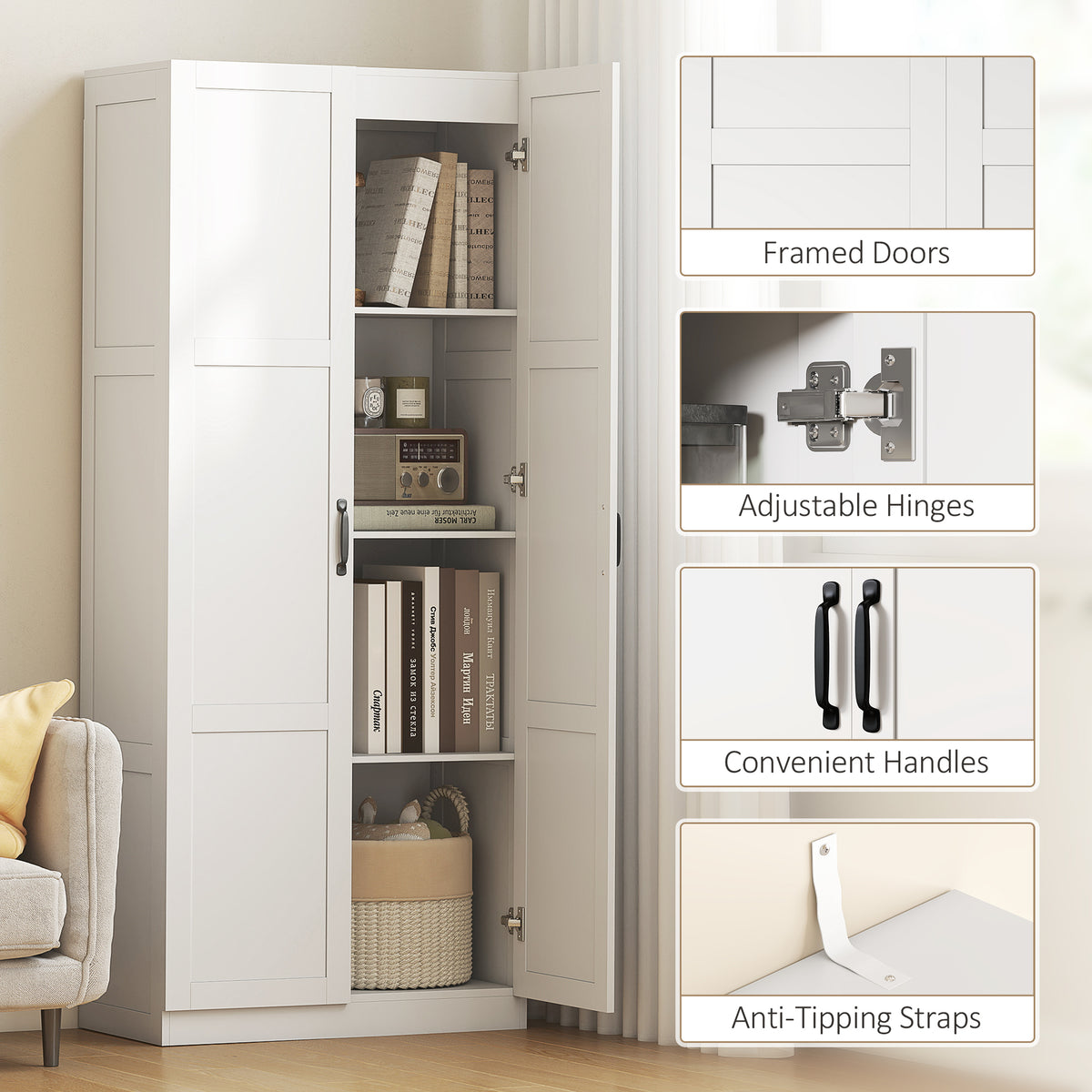Kitchen Pantry Storage Cabinet with Soft-Close Hinges – 30"W x 71"H