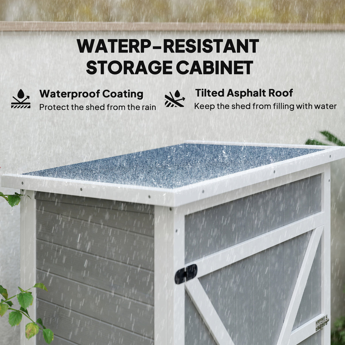 29.9"x21.7"x45.3" Garden Storage Shed with Asphalt Roof, Outdoor Storage Cabinet w/ Shelves