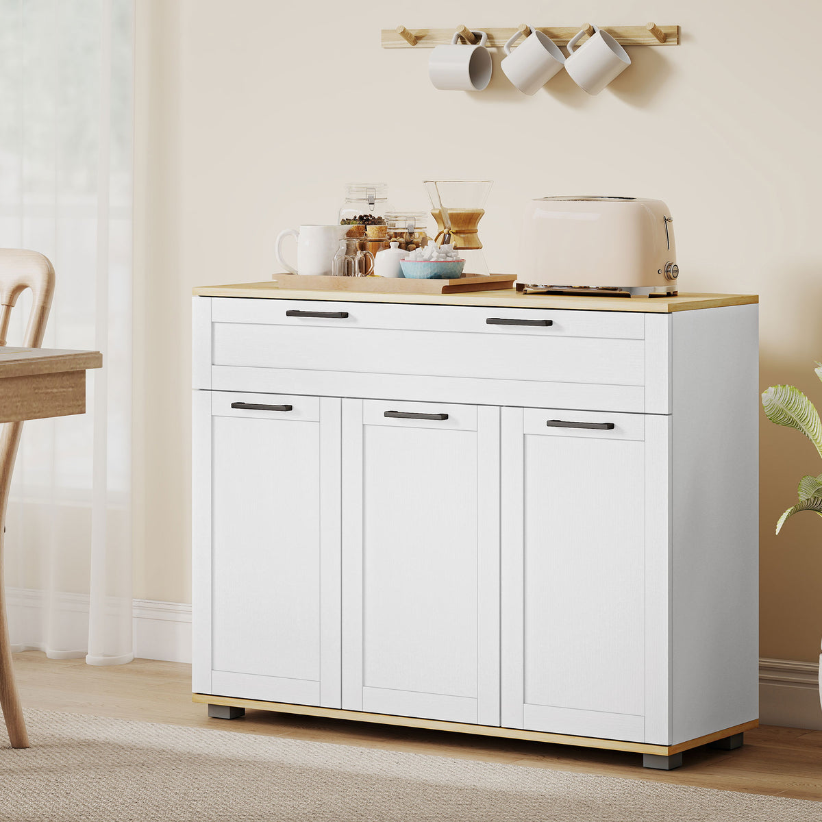 Modern Coffee Bar Cabinet with Wide Drawer – 39"W x 31"H
