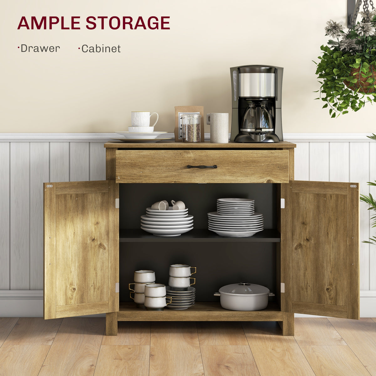 Farmhouse Sideboard Buffet Cabinet with Barn Doors – 32"W x 32"H