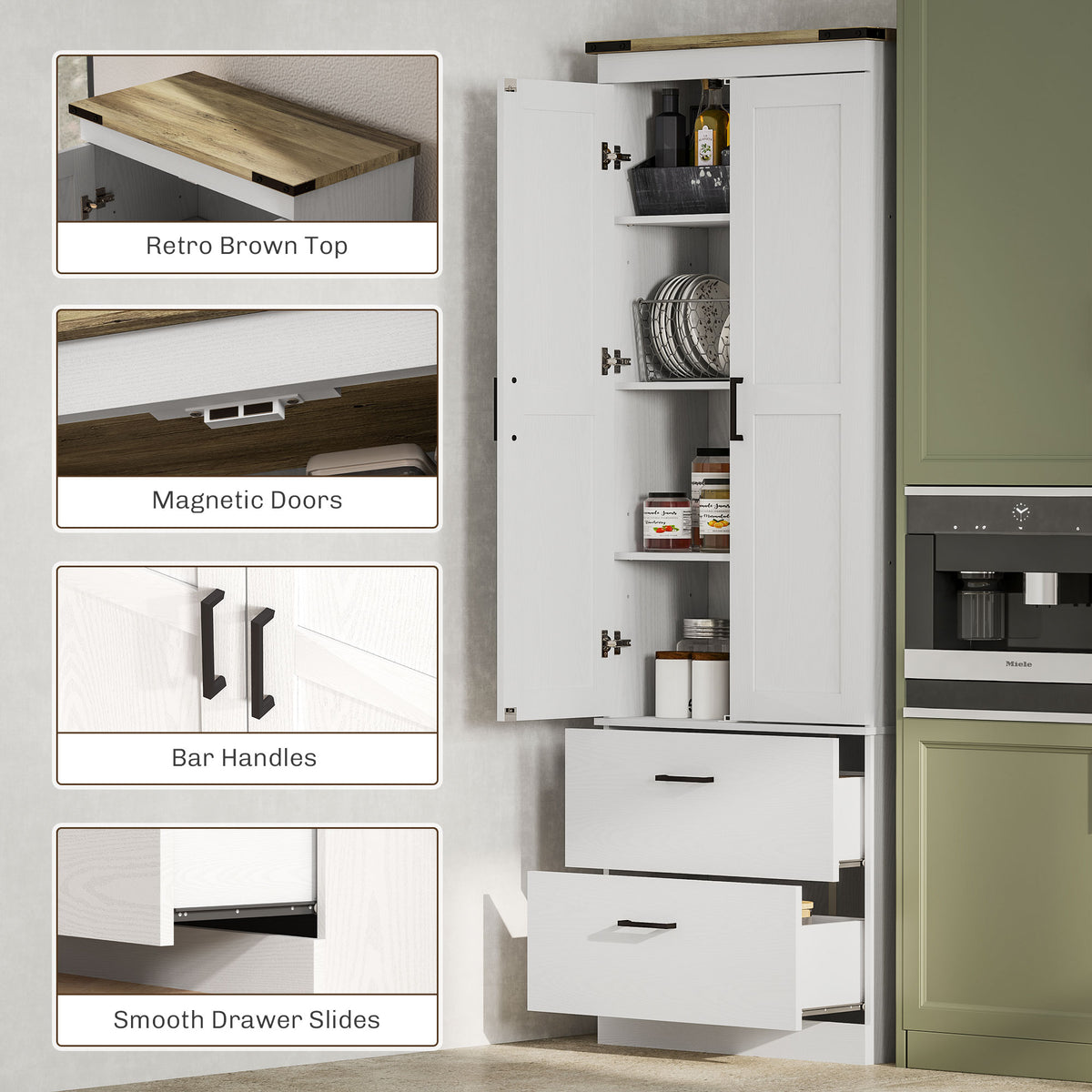 Kitchen Pantry Cabinet with Doors – 24"W x 67"H