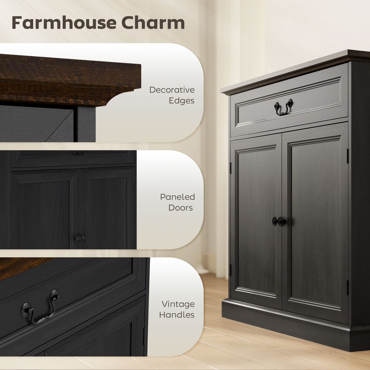 Farmhouse Sideboard with Thick Top – 31"W x 33"H