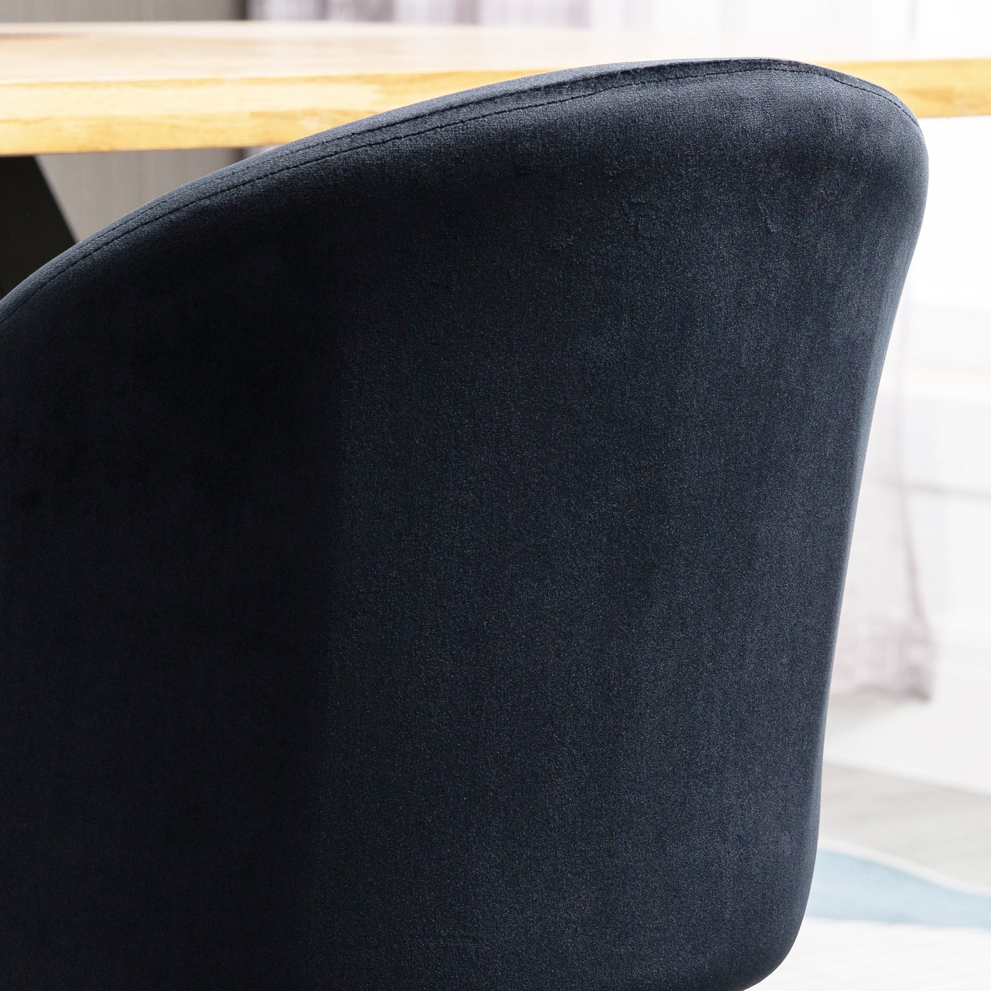 Modern Velvet Mid-Back Dining Chairs Set of 4, Black Upholstery, Sturdy Metal Legs