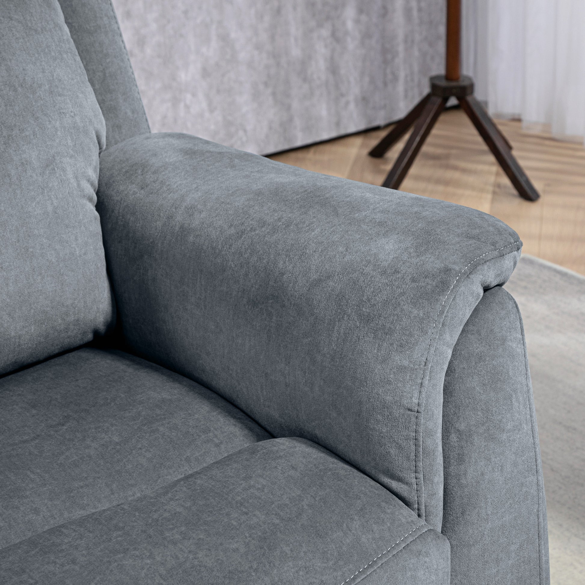 HOMCOM Dark Grey Manual Recliner Chair, Vibration Massage, Side Pockets