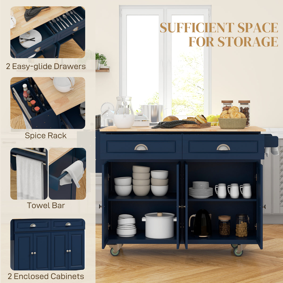 Kitchen Island with Storage – 58"W x 37"H