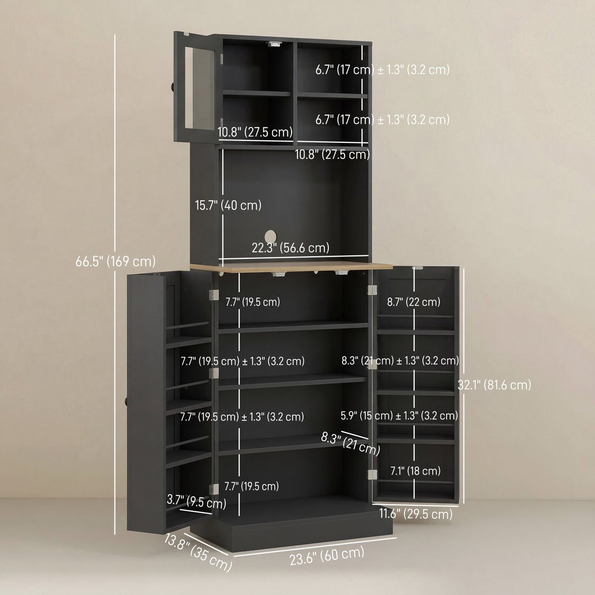 Tall Kitchen Pantry Cabinet with Adjustable Shelves – 24"W x 67"H