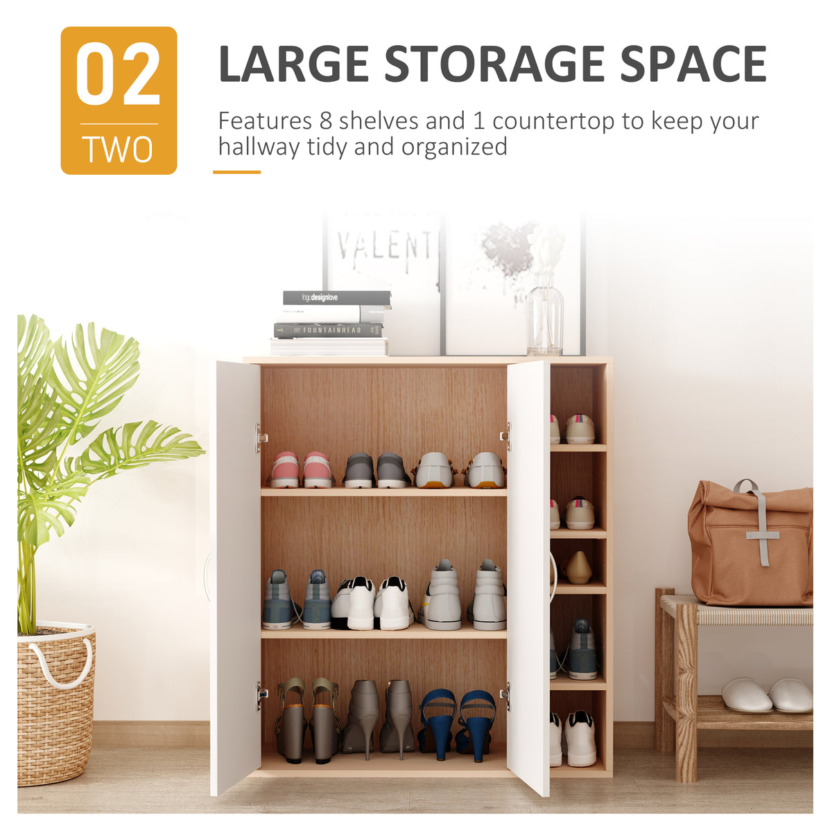 Free-Standing 3-Tier Shoe Cabinet with Adjustable Shelves – 32"W x 36"H