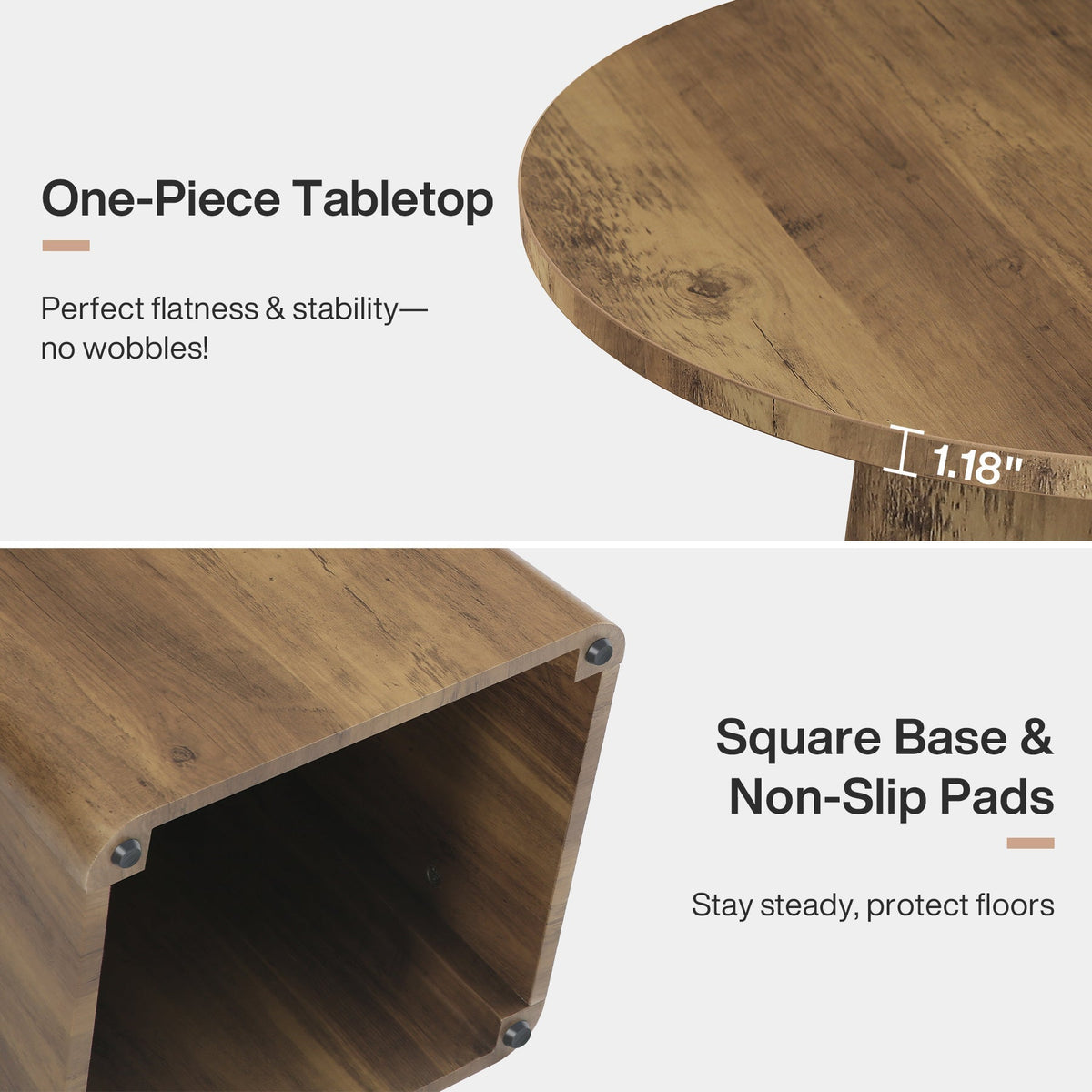31.5" Round Dining Room, Farmhouse Kitchen Dinner Table with Square Base