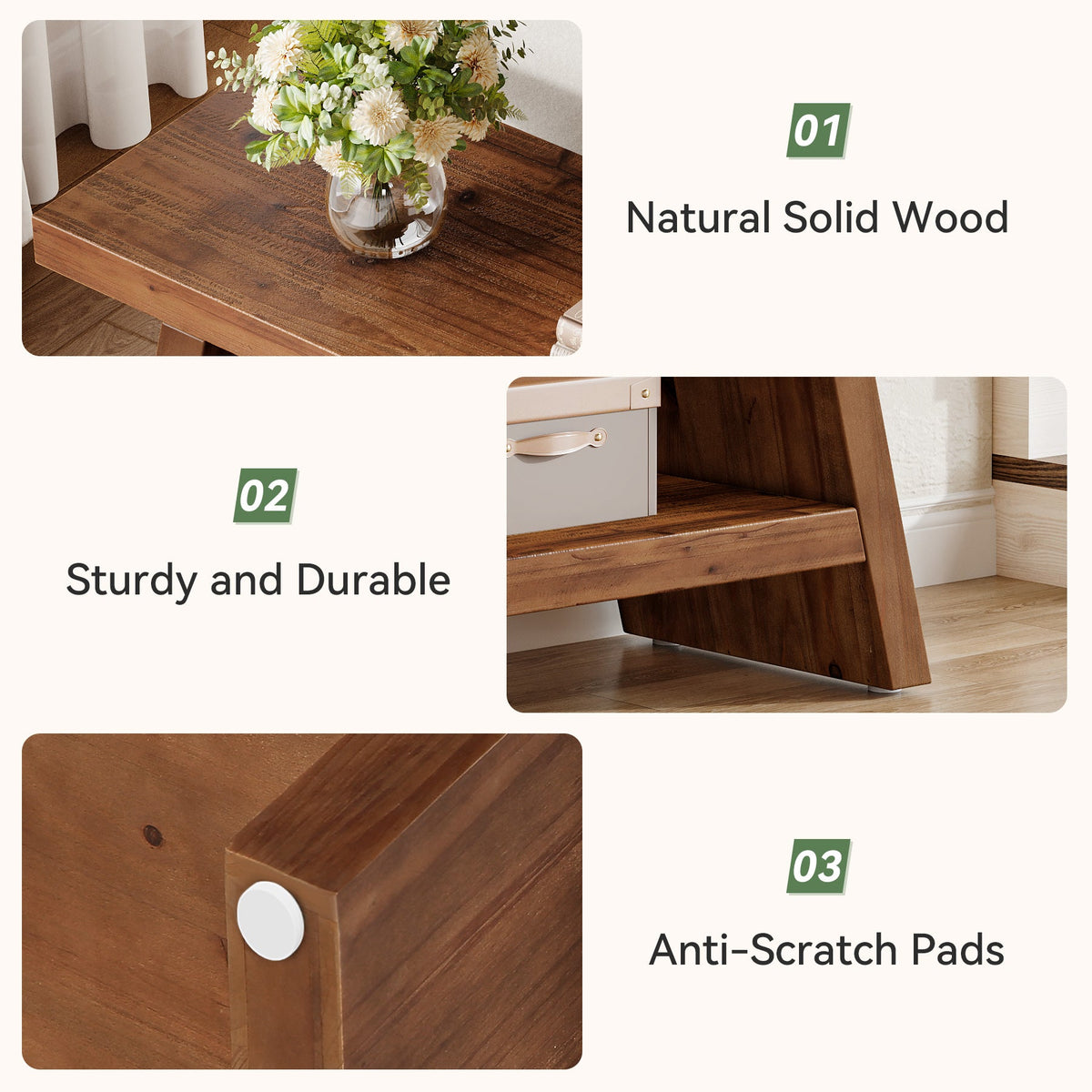47" Solid Wood Shoe Bench, 2-Tier Entryway Bench with Open Shelves