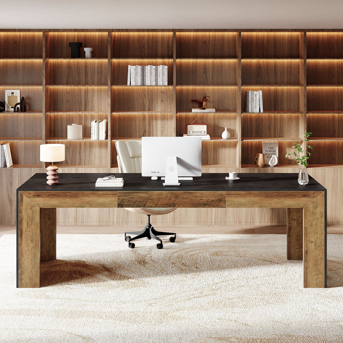 78.7" Computer Desk for 2 People, Farmhouse Executive Desk for Home Office