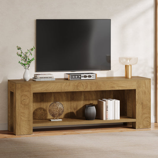 63" TV Stand, Entertainment Center with Open Shelves for Up to 75" TVs