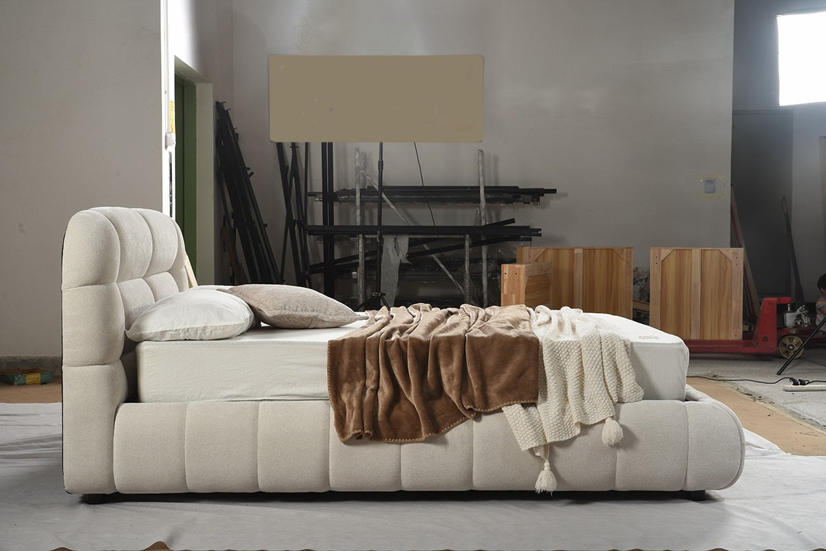 KING LIFT BED FRAME - BEIGE