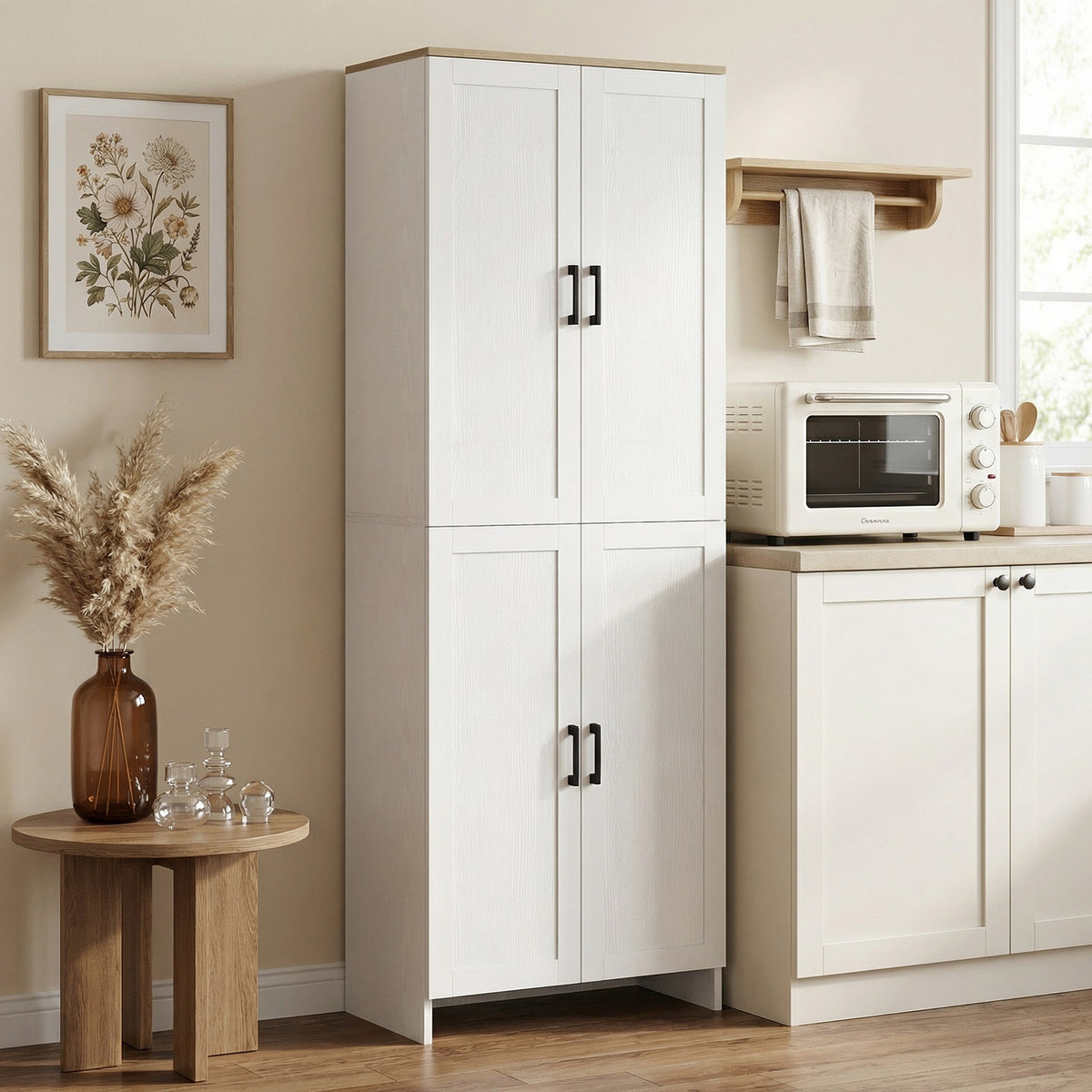 4-Door Kitchen Pantry Cabinet with Adjustable Shelves – 24"W x 67"H