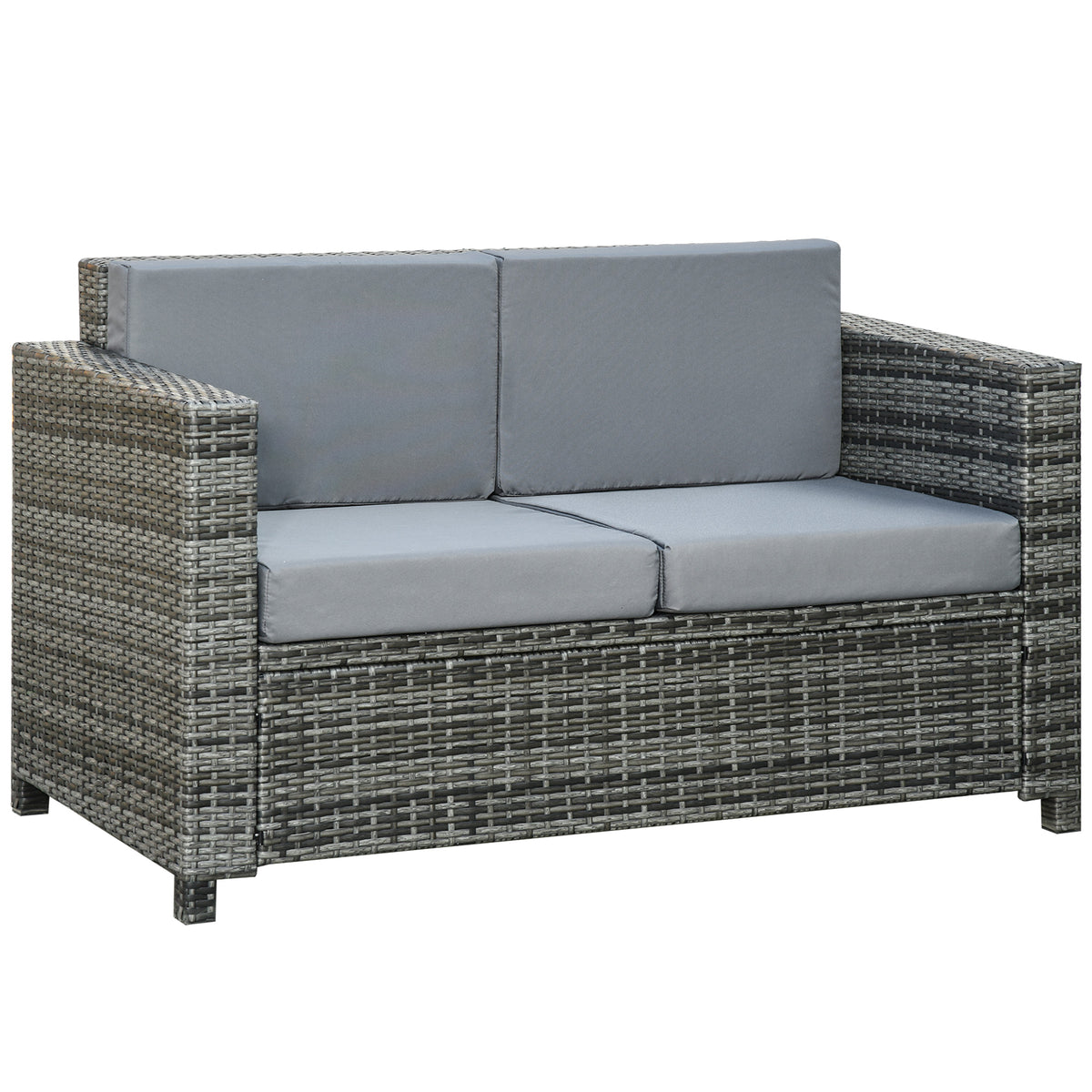 Wicker Outdoor Sofa, All Weather Patio Couch Loveseat with Cushions for Balcony, Deck, Garden, Poolside – Grey