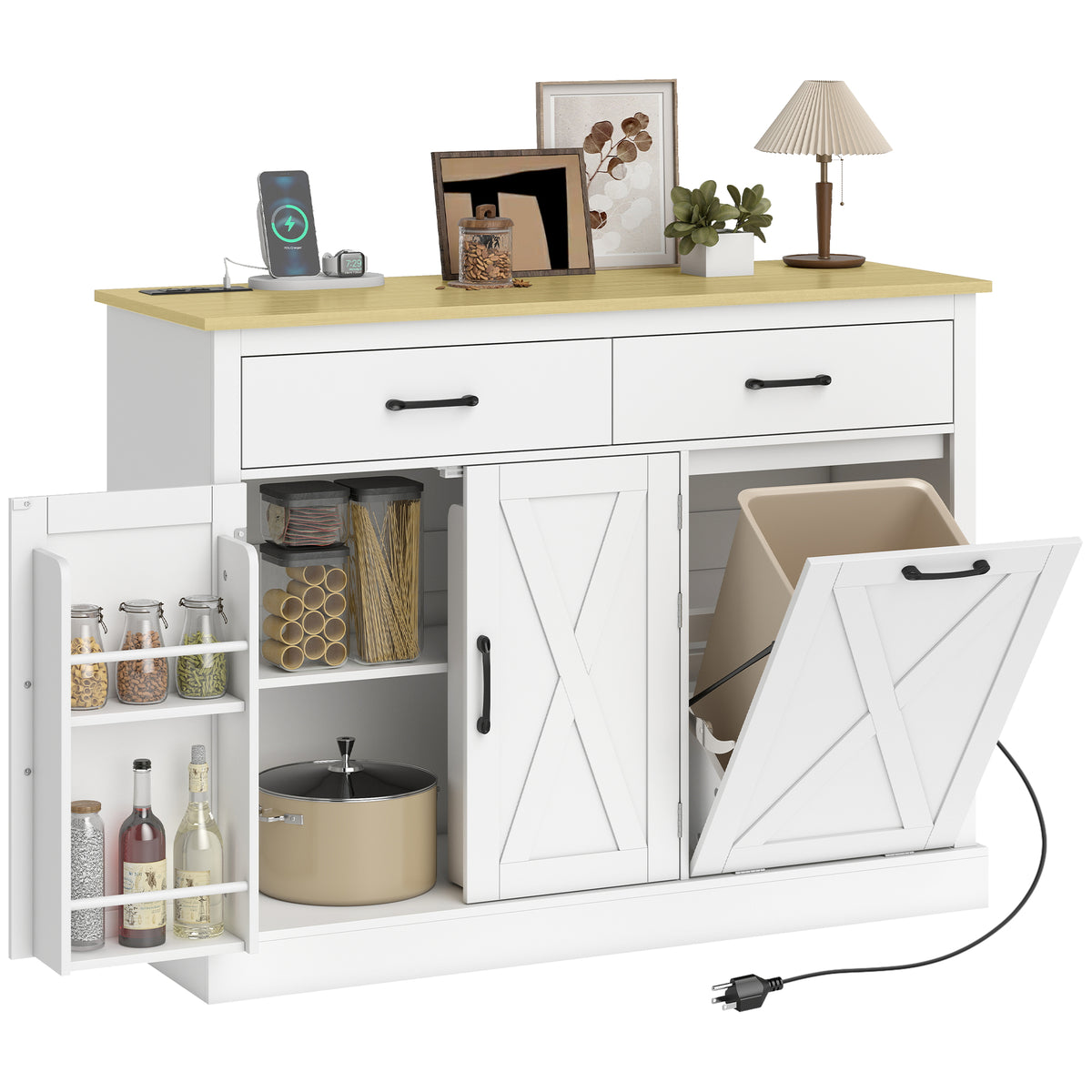 Kitchen Island with Charging Station – 44"W x 33"H