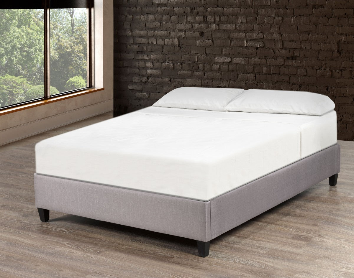 Douglas Platform Twin Bed Base - Grey Upholstered, No Box Spring Needed
