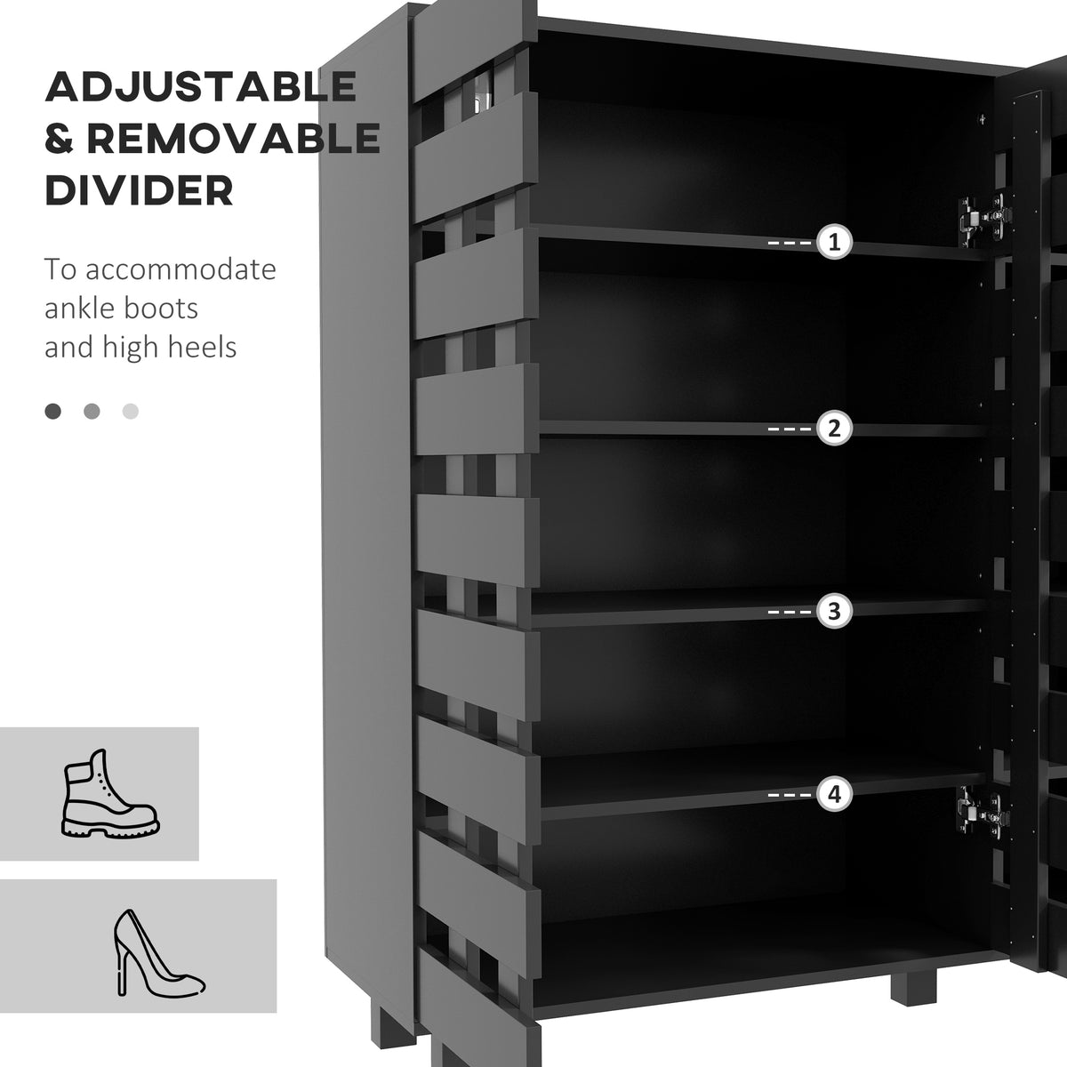 Shoe Cabinet with 5-Tier Double Door Storage – 34"W x 37"H