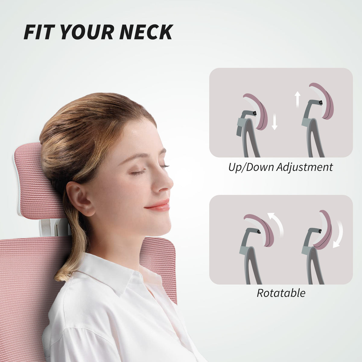 Ergonomic Office Chair, Swivel Desk Chair with Adjustable Lumbar Support, Pink