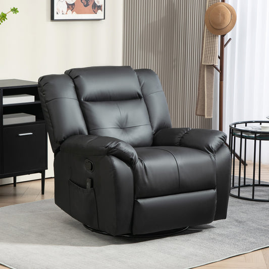 HOMCOM 8-Point Vibration Massage Recliner Chair, PU Leather, Swivel, Rocking, Remote