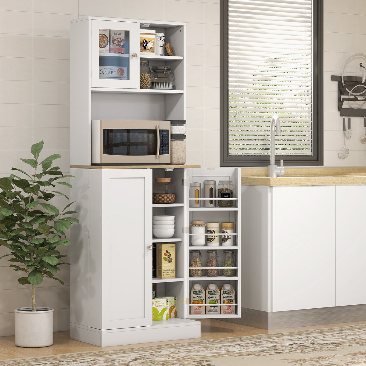 Tall Kitchen Pantry Cabinet with Adjustable Shelves – 24"W x 67"H