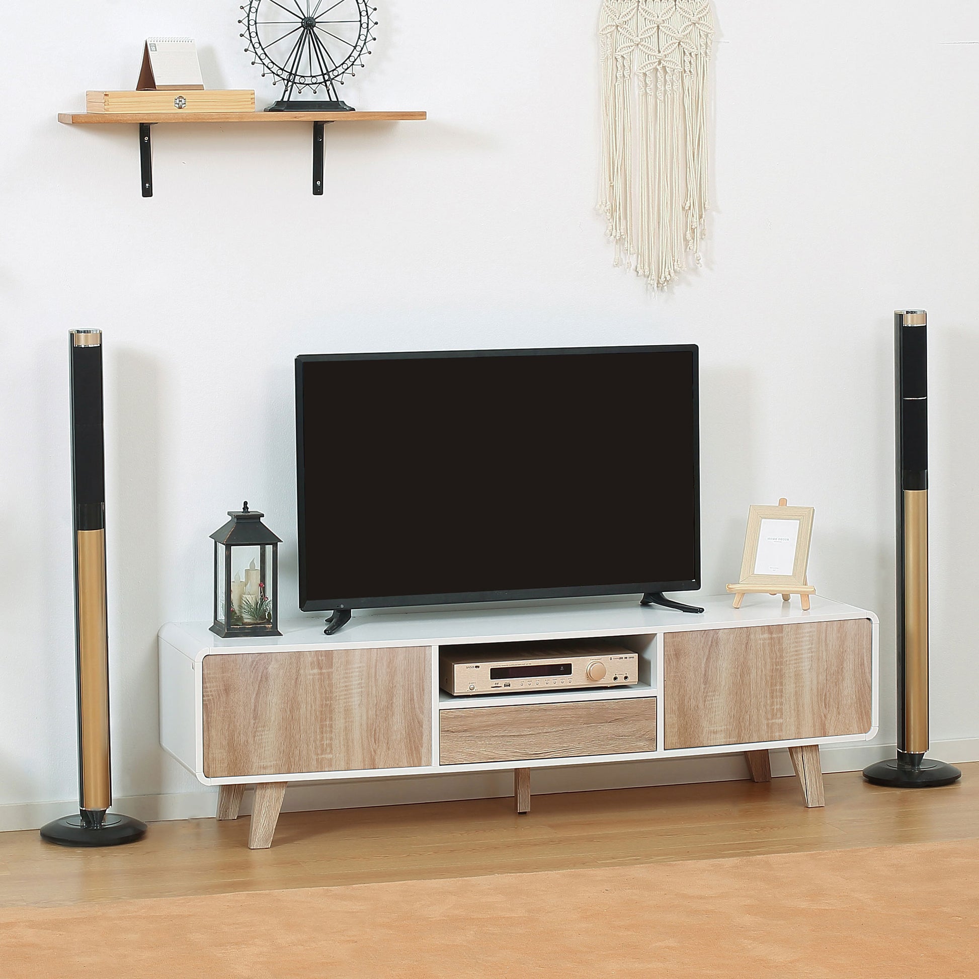 HOMCOM Modern TV Stand Cabinet for 72-inch Flat Screens, Push-Open Drawer Storage
