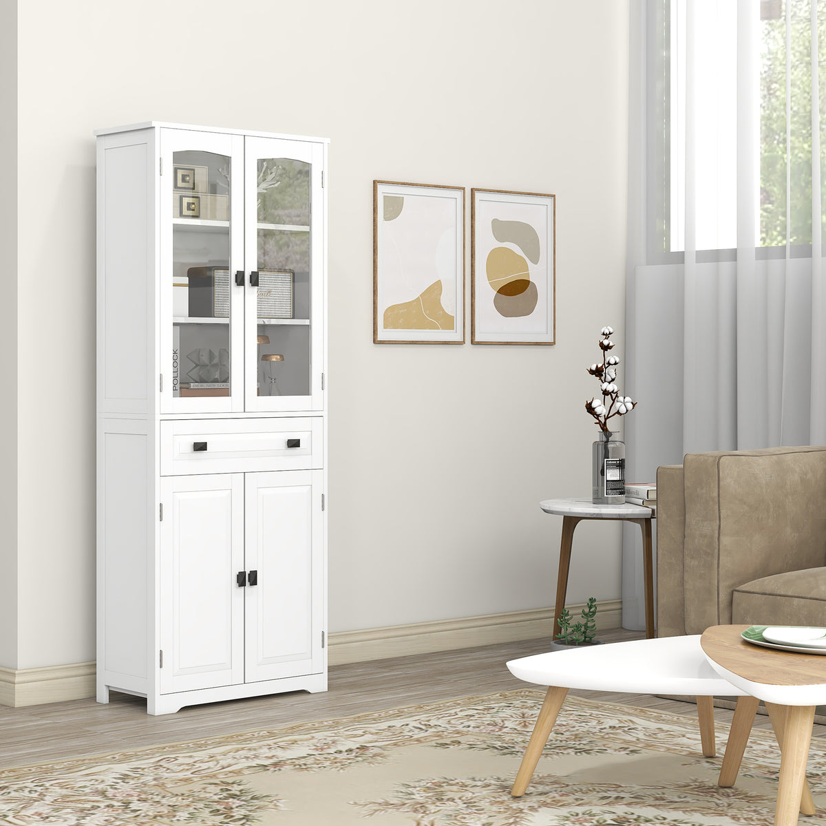 4-Door Kitchen Pantry Cabinet with Adjustable Shelves – 24"W x 63"H