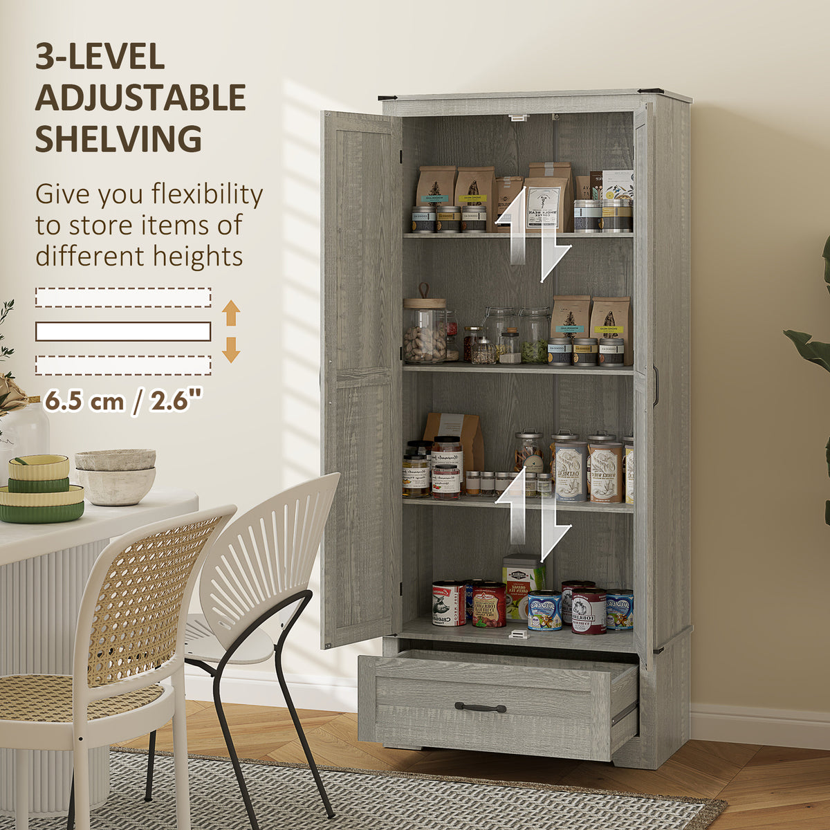 Farmhouse Pantry Cabinet with Adjustable Shelves – 32"W x 72"H