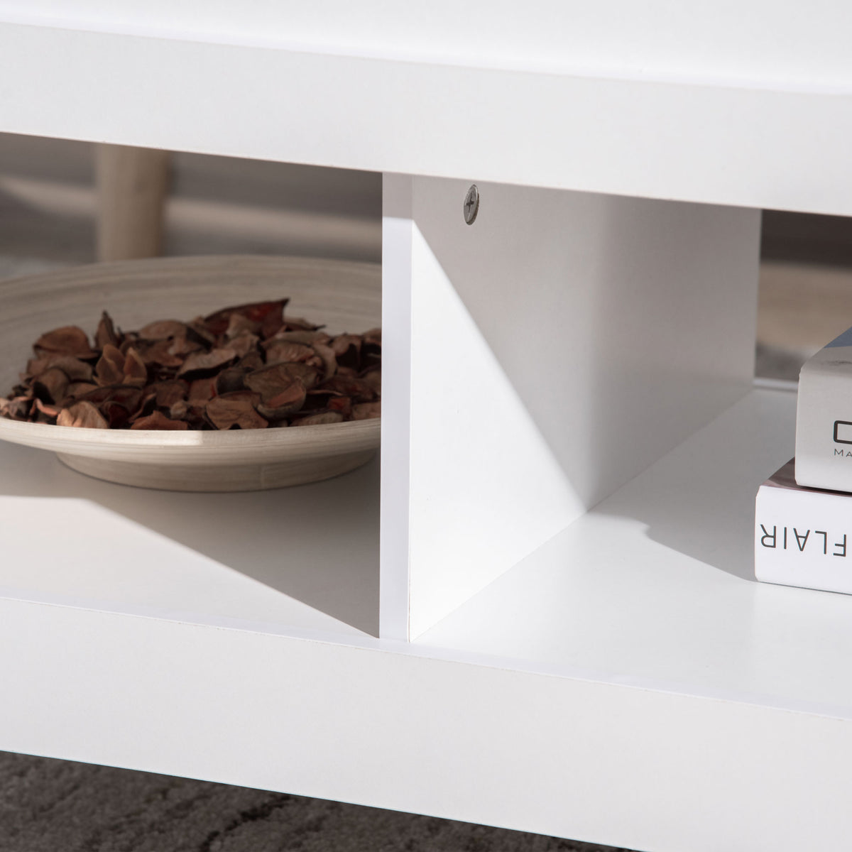 Lift-Top Coffee Table with Hidden Storage and Open Shelves