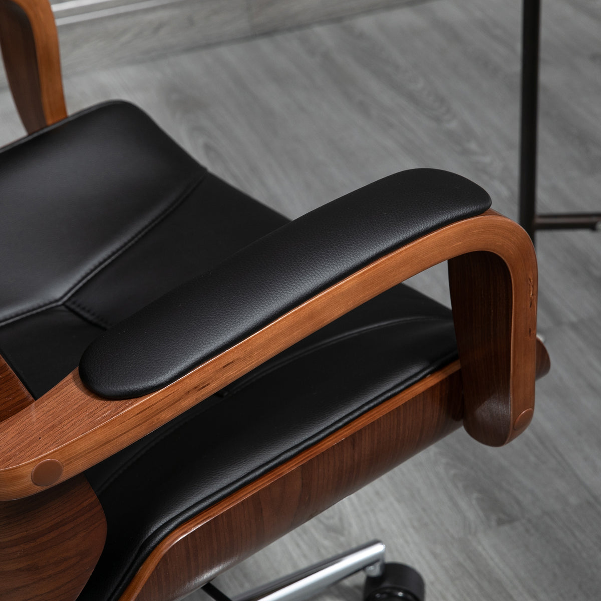 Office Chair, PU Leather Desk Chair with Removable Headrest, Adjustable Height, Black