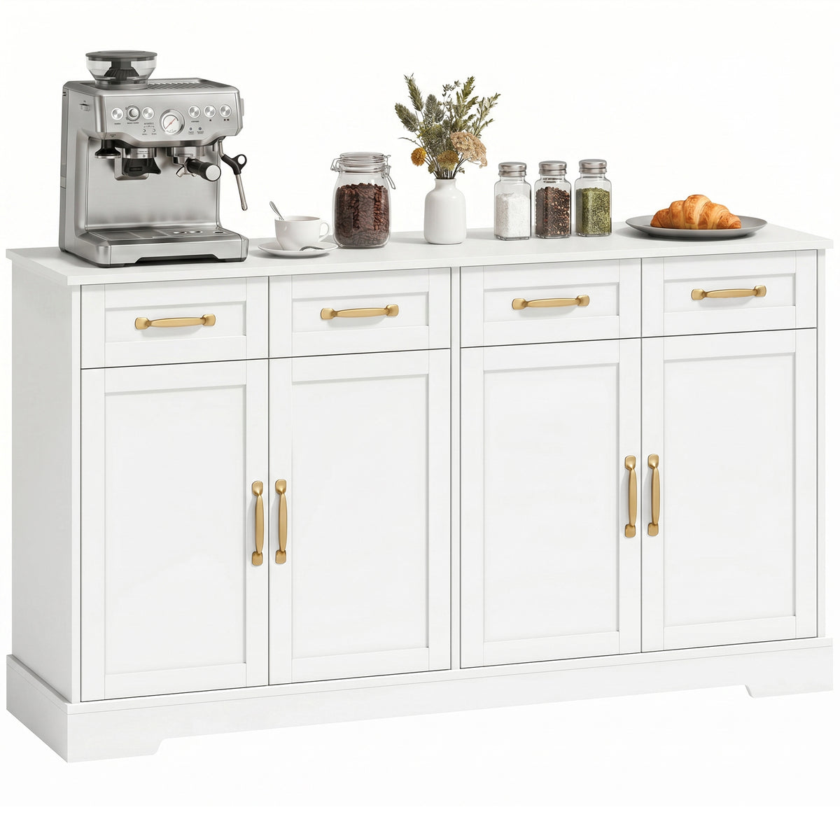 Modern Farmhouse Kitchen Storage Cabinet with 4 Drawers – 55"W x 31"H