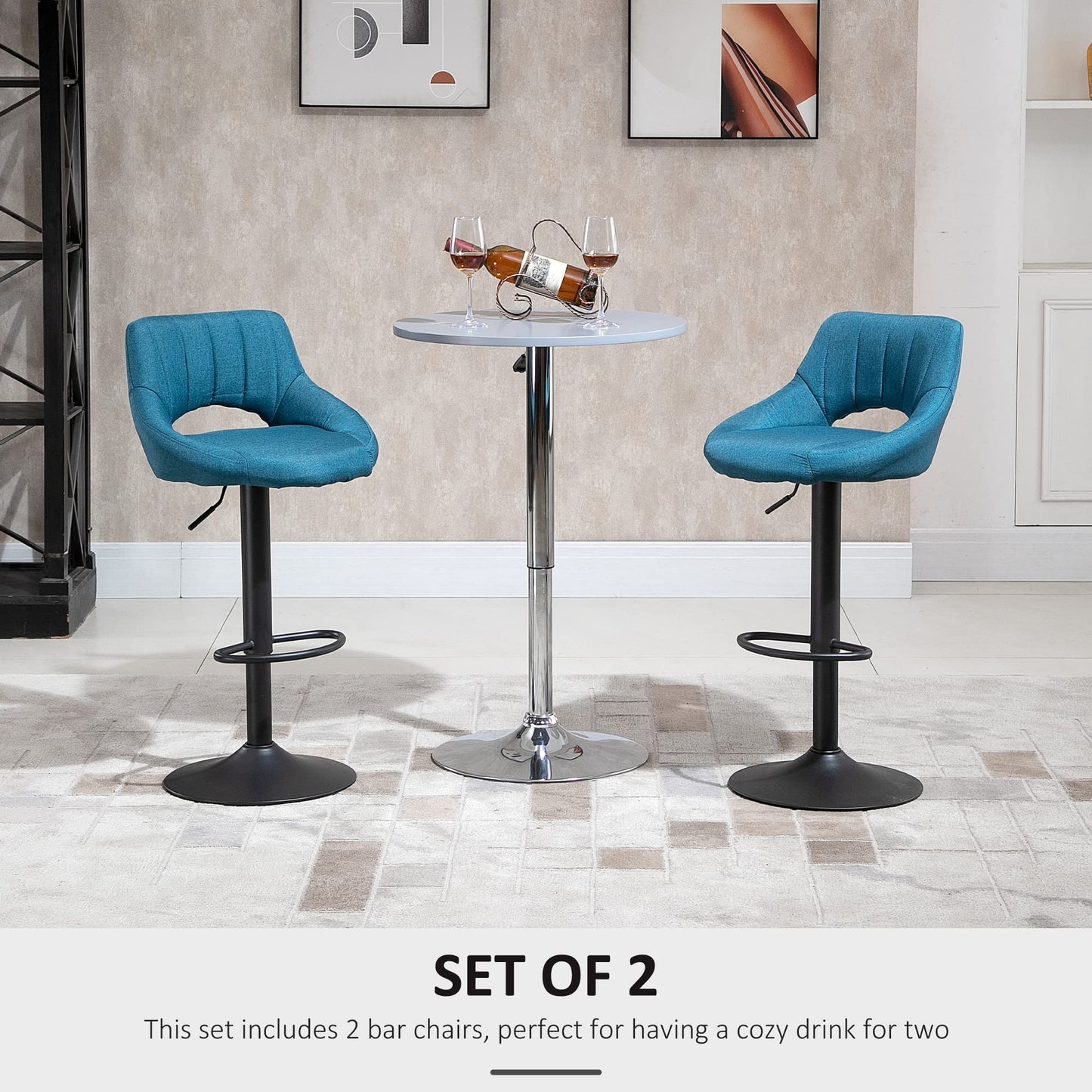 Bar Stools Set of 2, Swivel Counter Height Barstools with Adjustable Height, Faux Leather Upholstered Bar Chairs with Round Metal Base and Footrest, Grey