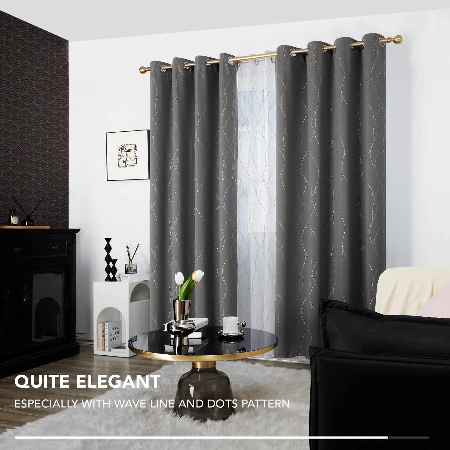 Deconovo Blackout Curtains 84 Inches Long, Thermal Insulated Energy Saving Curtains for Bedroom, Noise Reduction Curtain Drapes for Living Room (52W x 84L Inch, Grey, 2 Panels)