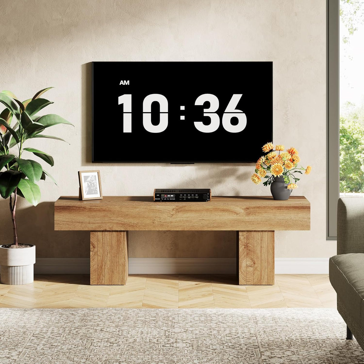 TV Stand for 55 Inch TV, Farmhouse Entertainment Center TV Console for Living Room