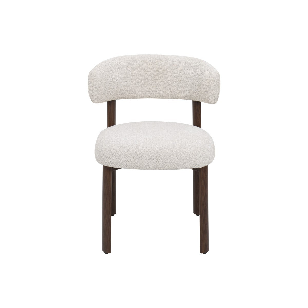 Curved Boucle Dining Chair, Set of 2 – Walnut/Beige