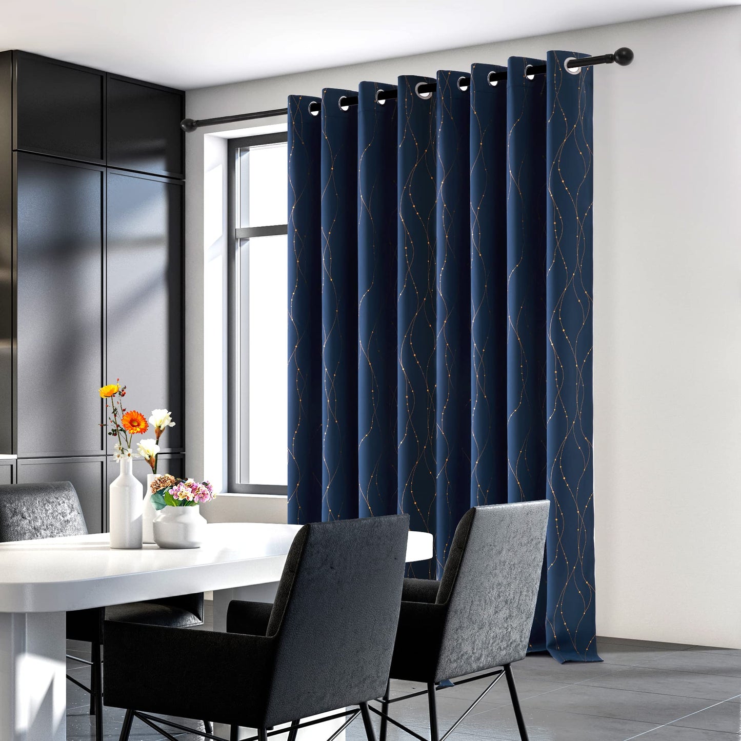 Deconovo Blackout Curtains 84 Inches Long, Thermal Insulated Energy Saving Curtains for Bedroom, Noise Reduction Curtain Drapes for Living Room (52W x 84L Inch, Grey, 2 Panels)