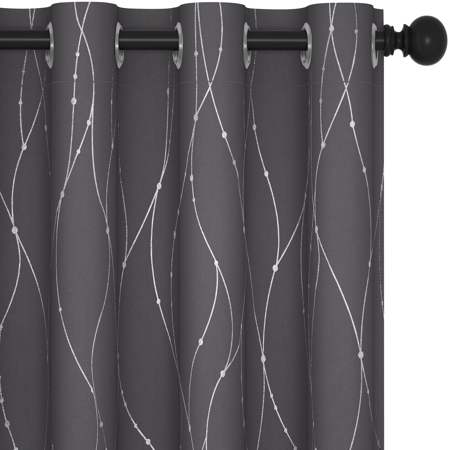 Deconovo Blackout Curtains 84 Inches Long, Thermal Insulated Energy Saving Curtains for Bedroom, Noise Reduction Curtain Drapes for Living Room (52W x 84L Inch, Grey, 2 Panels)