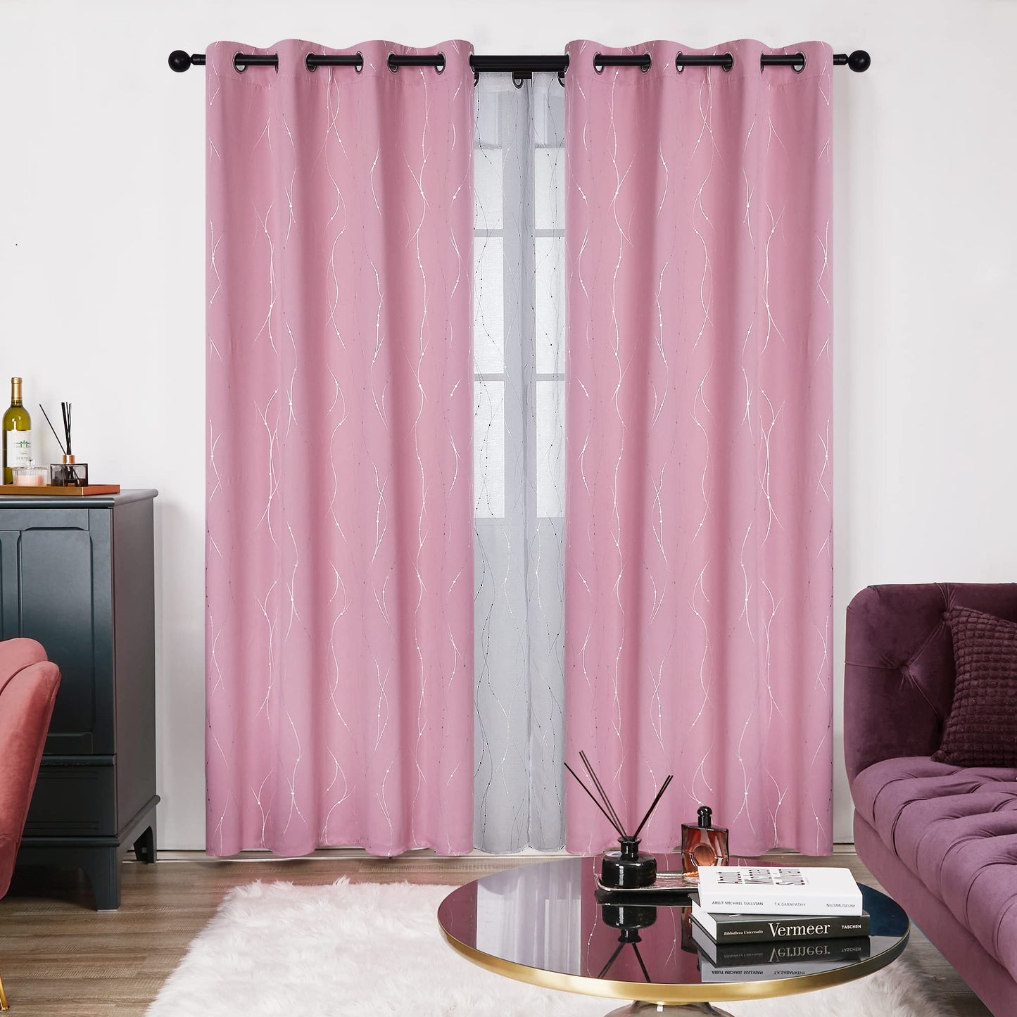 Deconovo Blackout Curtains 84 Inches Long, Thermal Insulated Energy Saving Curtains for Bedroom, Noise Reduction Curtain Drapes for Living Room (52W x 84L Inch, Grey, 2 Panels)