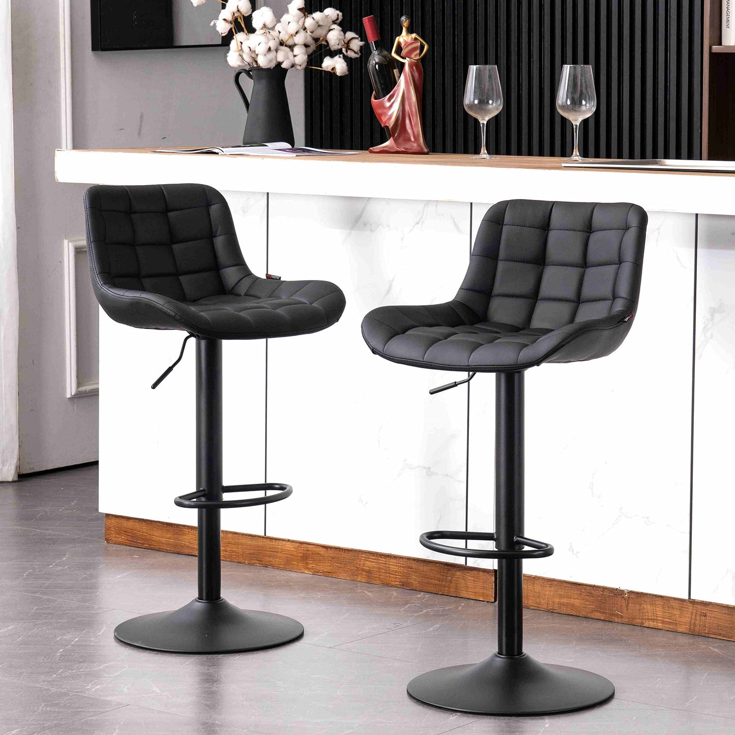 Grey Bar Stools Set of 2 Counter Height Bar Stool Faux Leather Upholstered Metal Barstools Modern Adjustable Swivel High Back Bar Chairs Home Kitchen Dining Island