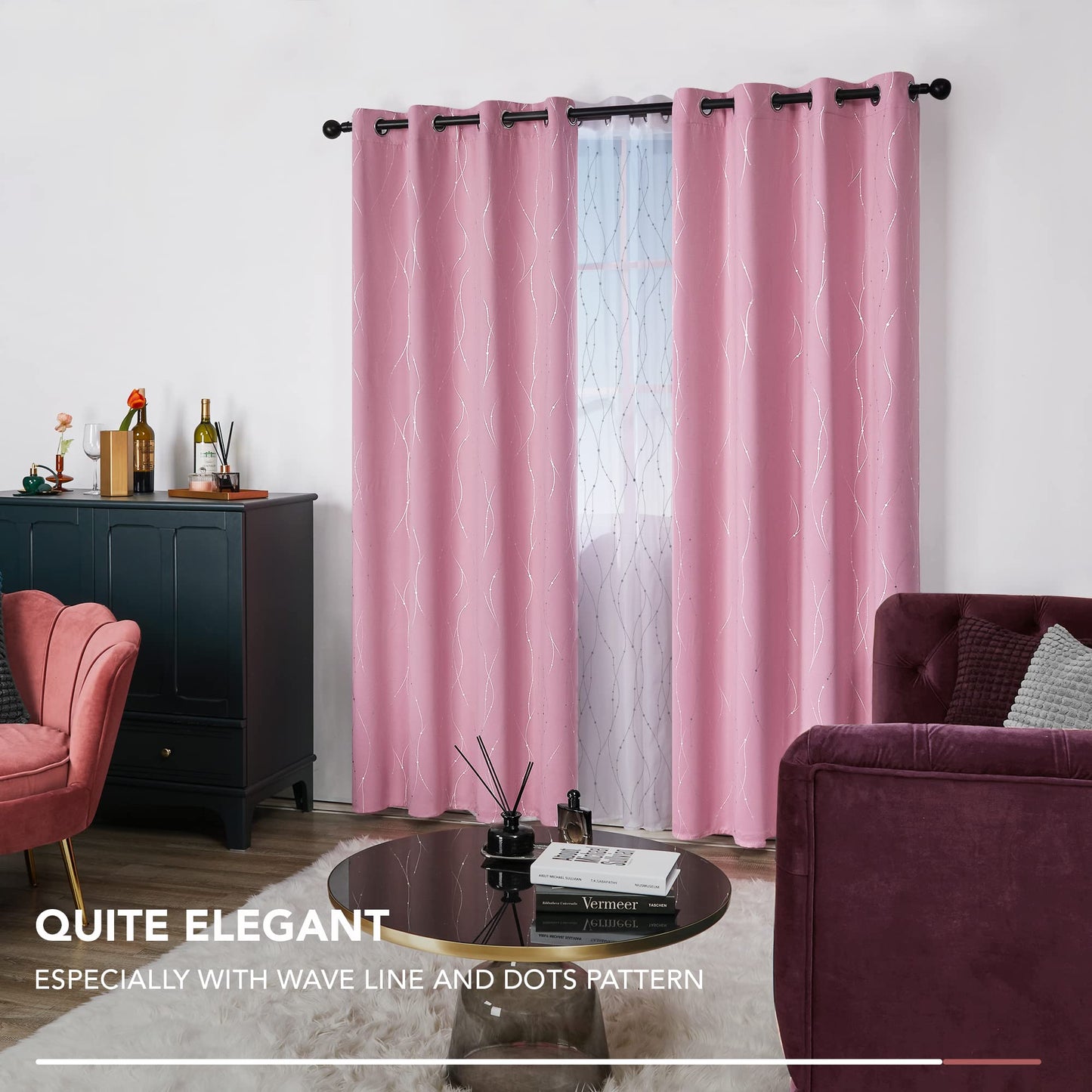 Deconovo Blackout Curtains 84 Inches Long, Thermal Insulated Energy Saving Curtains for Bedroom, Noise Reduction Curtain Drapes for Living Room (52W x 84L Inch, Grey, 2 Panels)