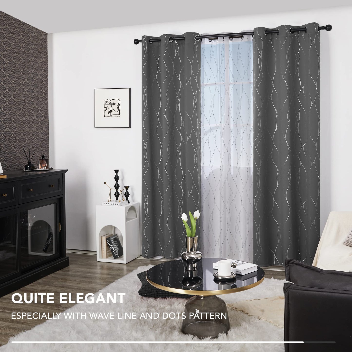 Deconovo Blackout Curtains 84 Inches Long, Thermal Insulated Energy Saving Curtains for Bedroom, Noise Reduction Curtain Drapes for Living Room (52W x 84L Inch, Grey, 2 Panels)