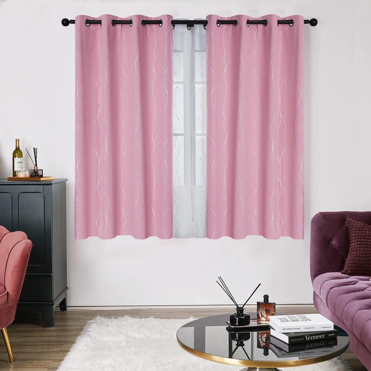 Deconovo Blackout Curtains 84 Inches Long, Thermal Insulated Energy Saving Curtains for Bedroom, Noise Reduction Curtain Drapes for Living Room (52W x 84L Inch, Grey, 2 Panels)