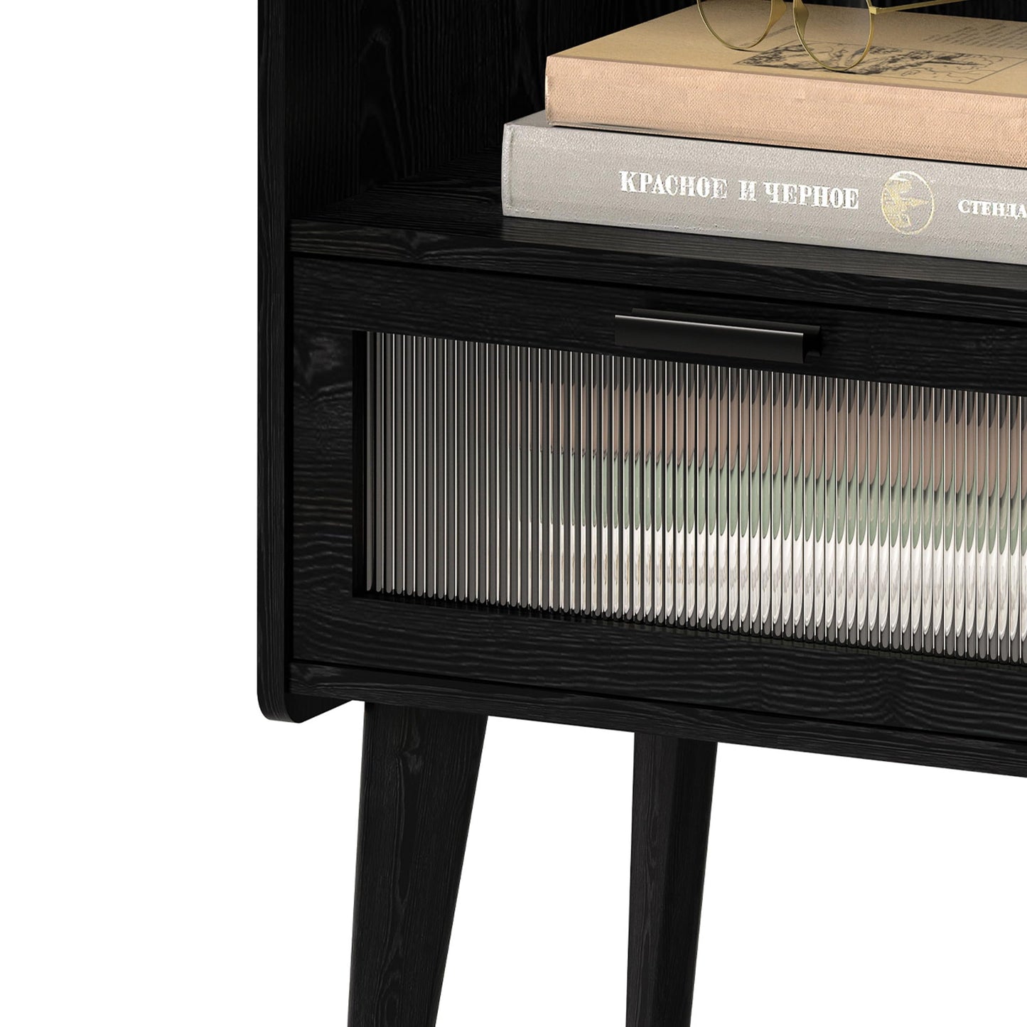 Nightstand with Charging Station, Bedside Tables, End Table Side Table with 2 Tiers Storage Space, for Bedroom, Living Room, Black CAMLBZ07BE
