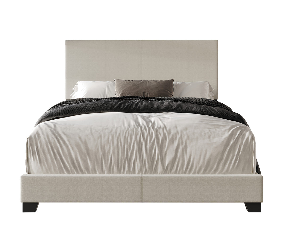 Gian Double Upholstered Bed: Premium Linen Fabric, Solid Wood, Sturdy Slats