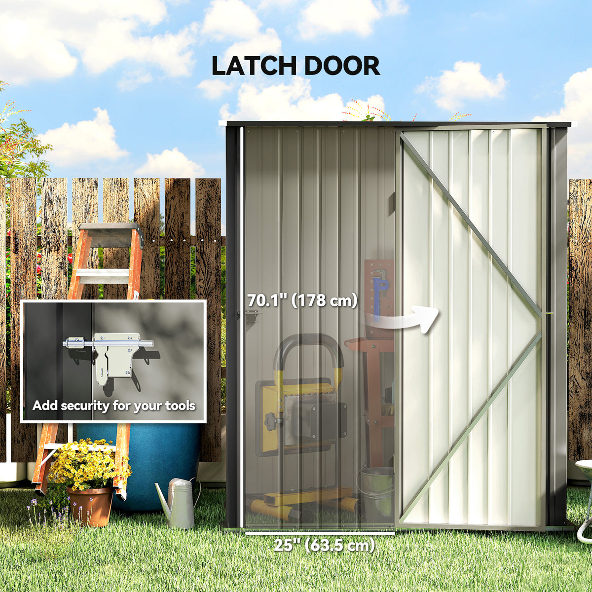 5' x 3' Outdoor Storage Shed, Steel Garden Shed with Single Lockable Door, Tool Storage Shed for Backyard – Grey