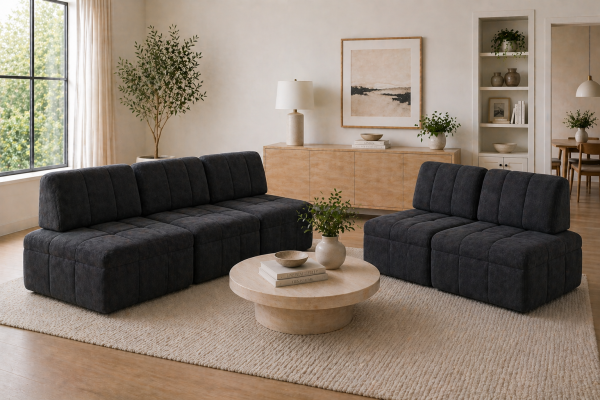 Brassex 3-Piece Modular Sofa Black