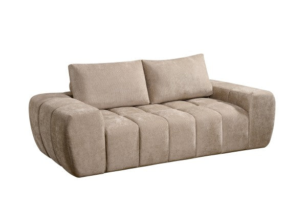 Brassex Plush Taupe Compression Sofa With Pocket Coils