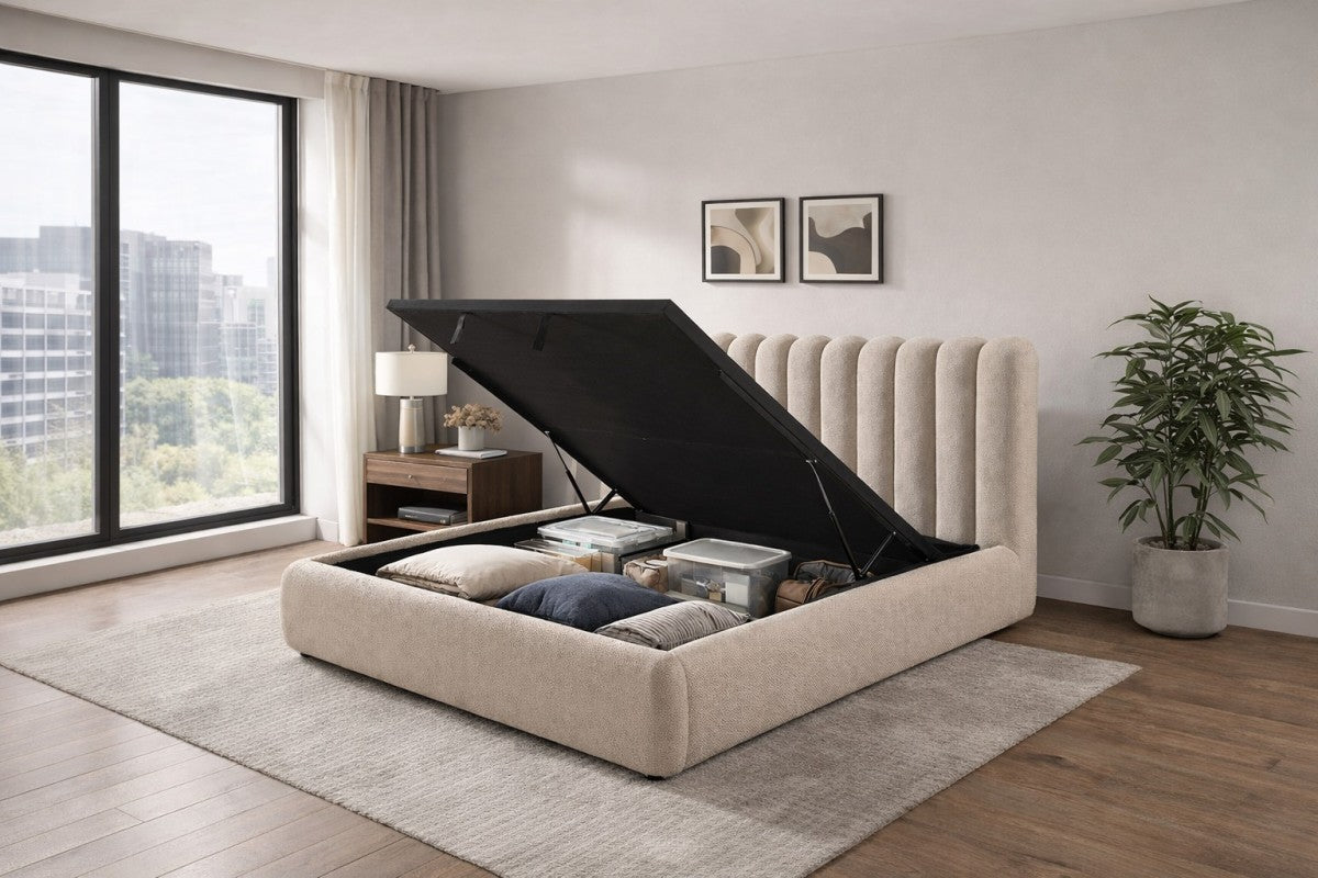 KING LIFT BED FRAME - TAUPE